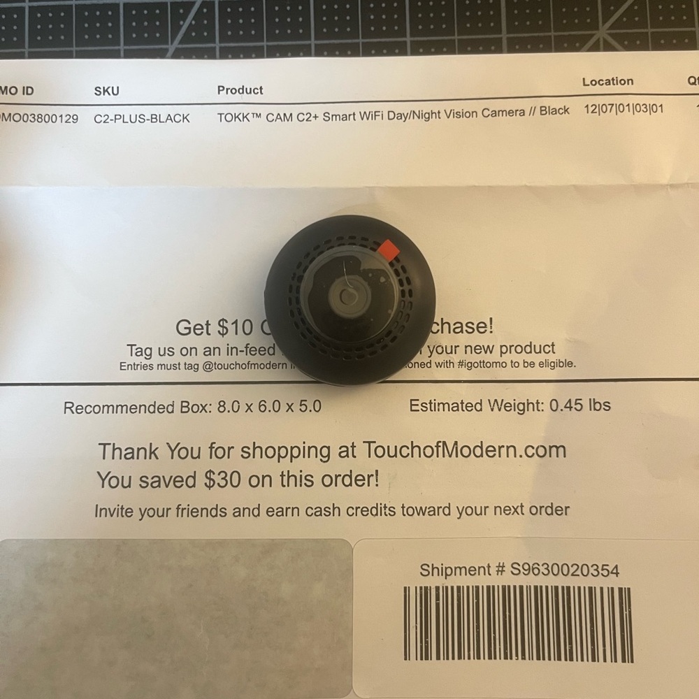 TOKK CAM C2+ Smart WiFi Day/Night Vision Camera - Black